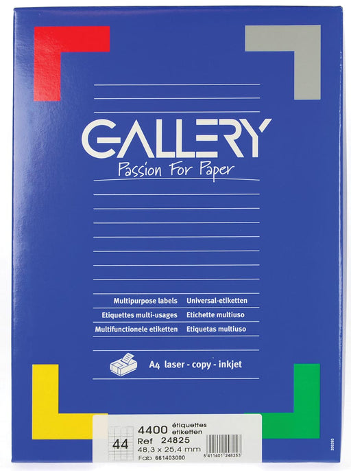 Gallery witte etiketten ft 48,3 x 25,4 mm (b x h), ronde hoeken, doos van 4.400 etiketten 5 stuks, OfficeTown