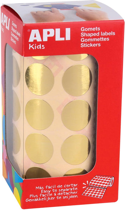 Apli Kids gouden cirkel stickers op rol, 20 mm diameter, 1770 stuks