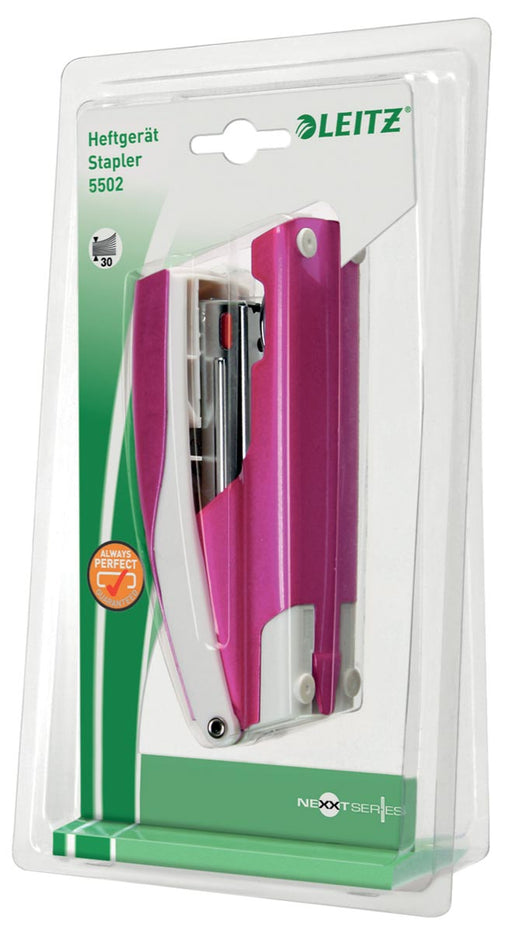 Leitz NeXXt WOW 5502 nietmachine, roze metallic, op blister 6 stuks, OfficeTown