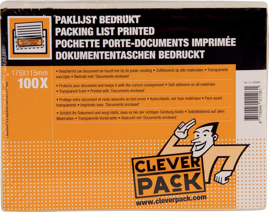 Cleverpack documenthouder Documents Enclosed, ft 175 x 115 mm, pak van 100 stuks