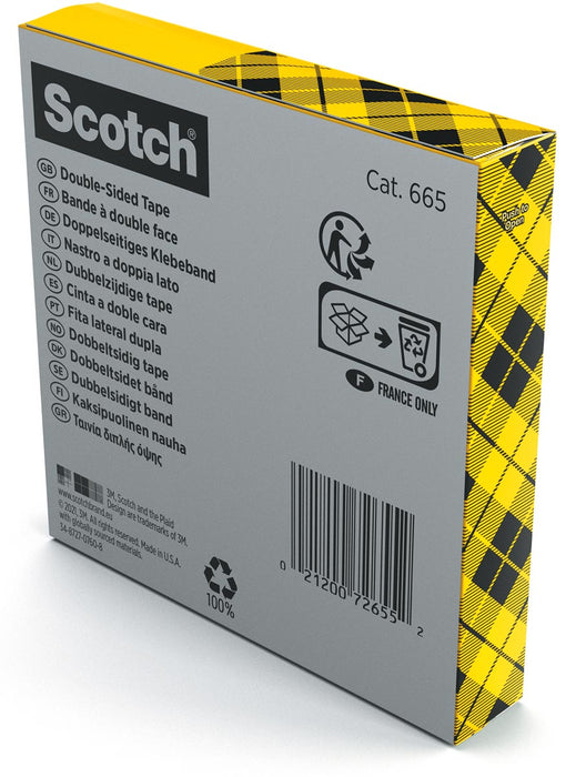 Scotch dubbellaags plakband 19 mm x 33 m - ideaal voor foto's plakken en boeken repareren