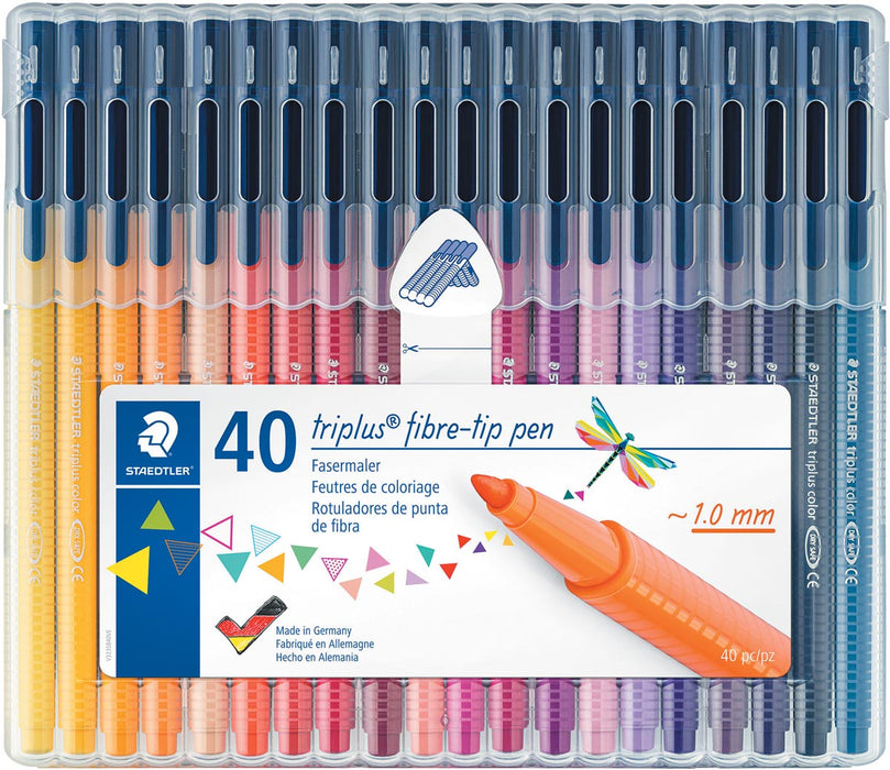 Staedtler viltstiften Triplus Color, 40 stuks in opbergdoos met opstelbare standaard