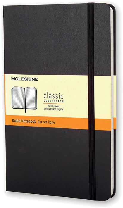 Moleskine notitieboek, ft 13 x 21 cm, gelijnd, harde cover, 240 bladzijden, zwart