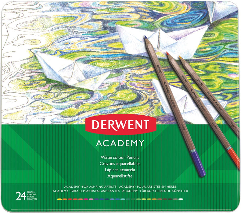 Derwent aquarelpotlood Academy: 24 stuks in geassorteerde kleuren met mengbare kleuren