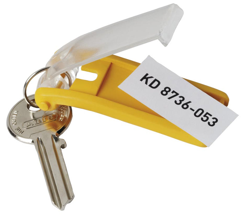 Duurzame sleutelhanger Key Clip, geel, set van 6 stuks met vervangbare etiketten