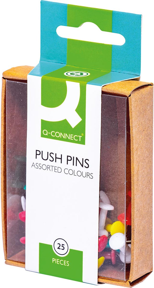 Q-CONNECT prikbordspelden, doosje van 25 stuks, geassorteerde kleuren 10 stuks, OfficeTown