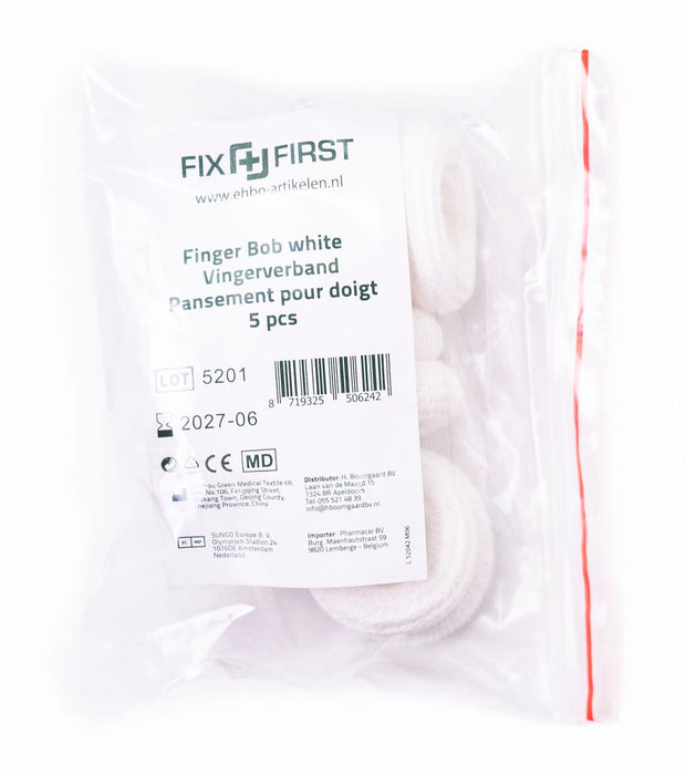 Fixfirst vingerbobs, textiel, wit, pak van 5 stuks Fixfirst