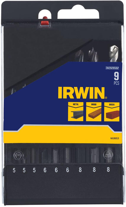 Irwin 9-delige boorset voor metaal, hout en steen
