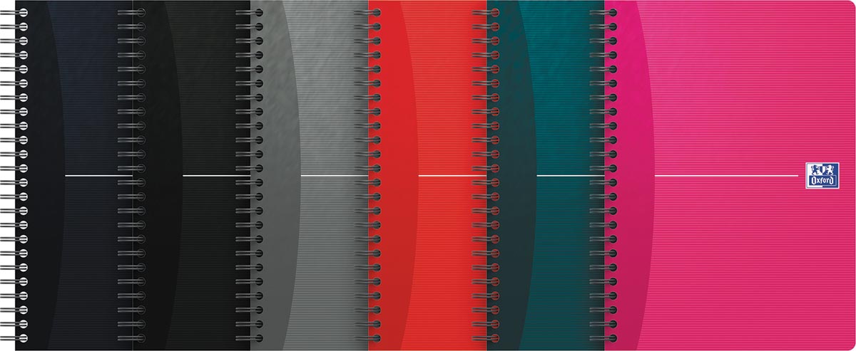 Oxford Office Essentials spiraalschrift, 180 pagina's, ft A5, geruit 5 mm, geassorteerde kleuren 5 stuks