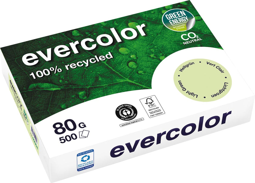 Clairefontaine Evercolor, gekleurd gerecycled papier, A4, 80 g, 500 vel, lichtgroen