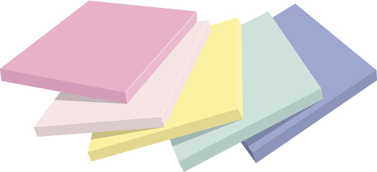 Post-it gerecyclede notities Nature, 100 vellen, ft76 x 76 mm, pakket van 6 blokken, geassorteerde kleuren