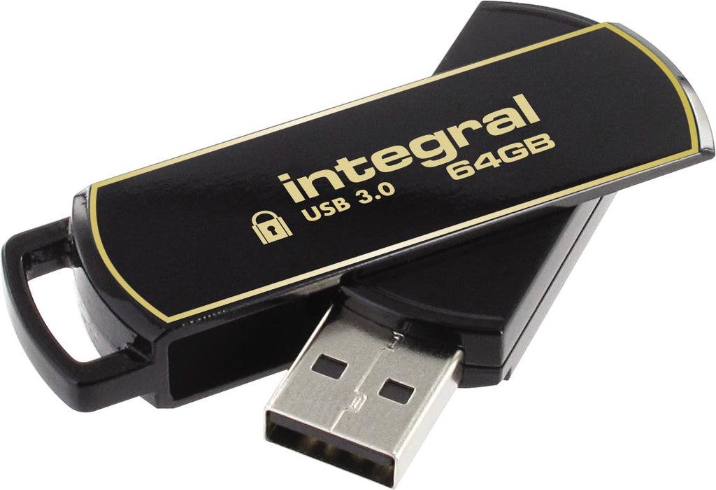 Integral 360 Secure USB 3.0 stick, 64 GB met 256-bit AES beveiligingssoftware