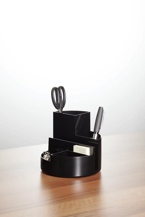 MAUL bureau-organizer pennenbak Roundbox Ø14x12.5cm, 7-vakken, 85% gerecycled kunststof zwart