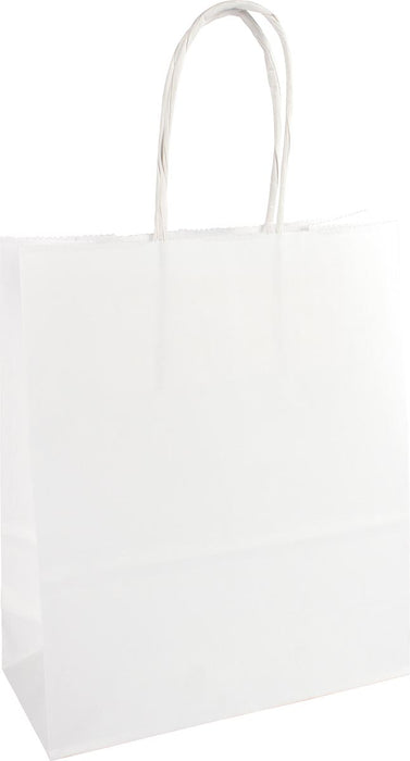 Papieren tas met gedraaid handvat, ft 18 x 8 x 22 cm, wit, 50 stuks