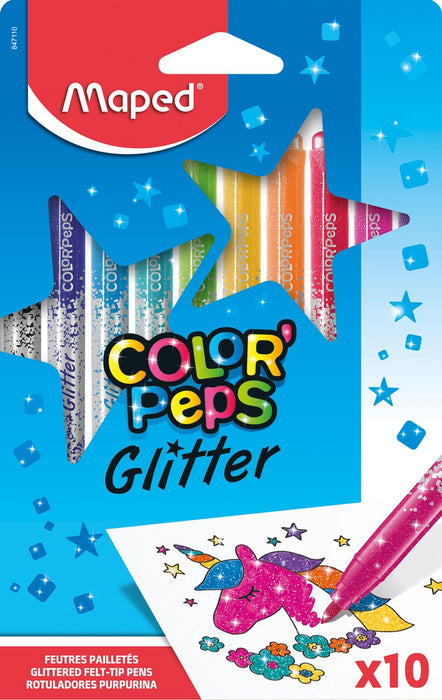 Maped Color'Peps Glitter viltstiften, set van 10 stuks, diverse kleuren