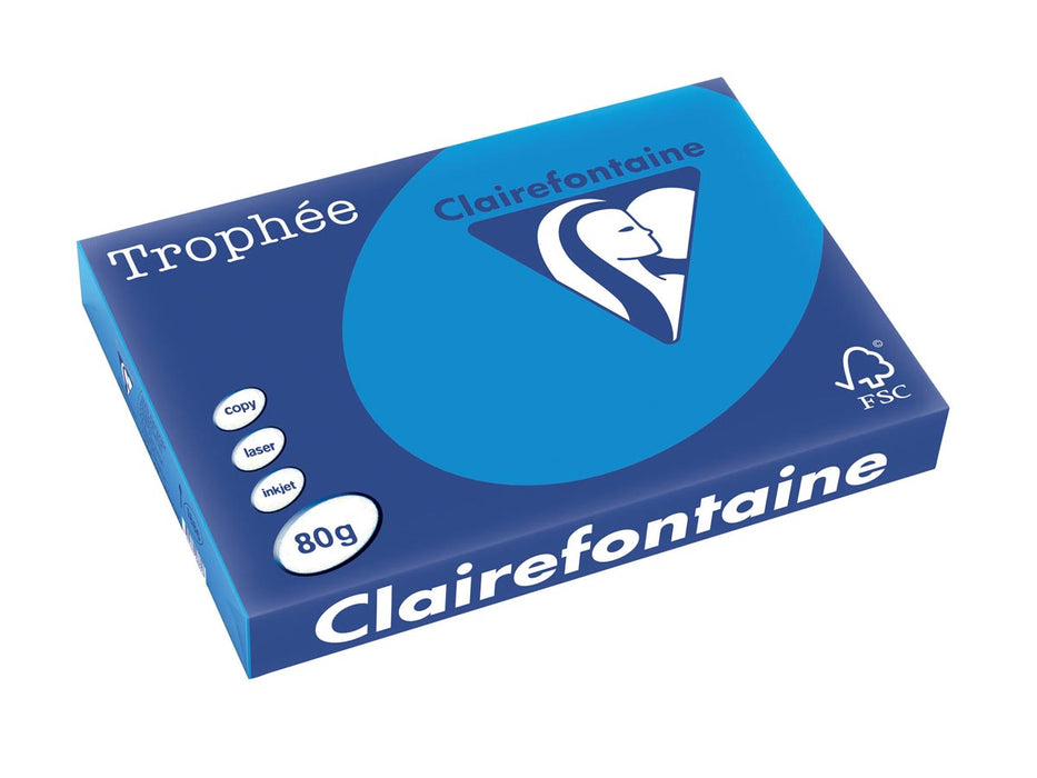 Clairefontaine Trophée Intens, gekleurd papier, A3, 80 g, 500 vel, turkoois