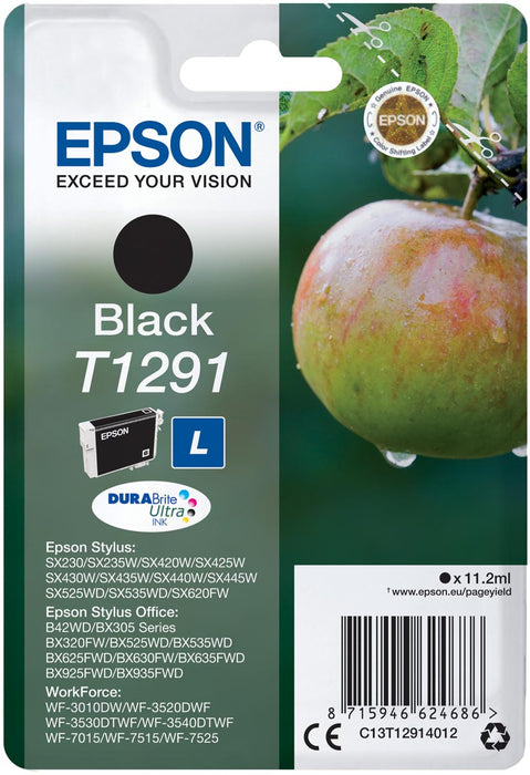Epson inktcartridge T1291, 380 pagina's, OEM C13T12914012, zwart