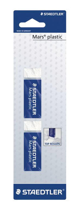 Staedtler gum Mars Plastic, professionele kwaliteit, blister van 2 stuks