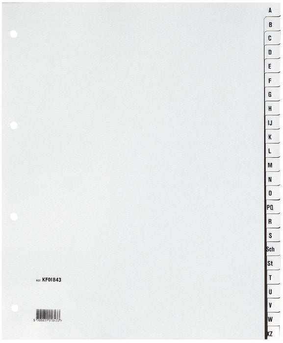 alfabetische tabbladen van Q-CONNECT, A4, PP, 24 tabs, grijs