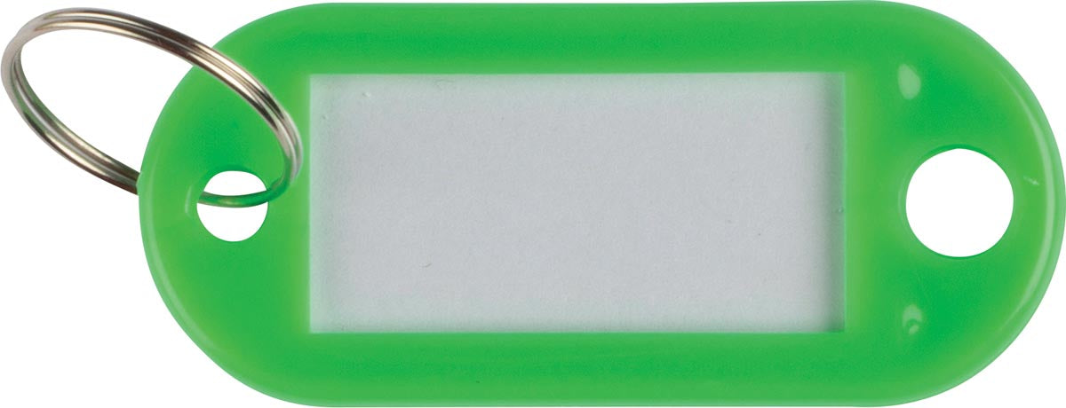 Q-CONNECT sleutelhanger, 10 stuks, groen met beschrijfbaar label