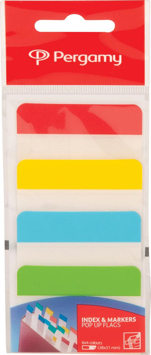 Tabbladen van Pergamy, ft 38 x 51 mm, pak van 4 x 6 vel, diverse kleuren