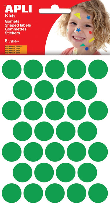 Apli Kinderstickers, cirkel diamater 20 mm, blister van 180 stuks, groen