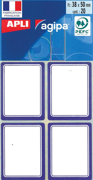 Agipa schoolstickers ft 38 x 50 mm (b x h), 32 stickers per etui, blauwe rand