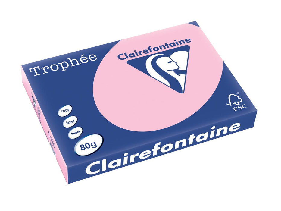 Clairefontaine Trophée Pastel, gekleurd papier, A3, 80 g, 500 vel, roze