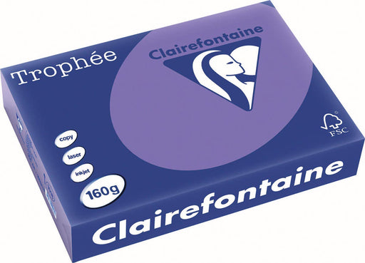 Clairefontaine Trophée Intens, gekleurd papier, A4, 160 g, 250 vel, violet 4 stuks, OfficeTown