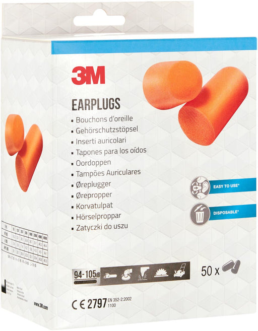 3M oordoppen 1100, geluidsdemping to 37 dB, kartonnen blister van 50 stuks - OfficeTown