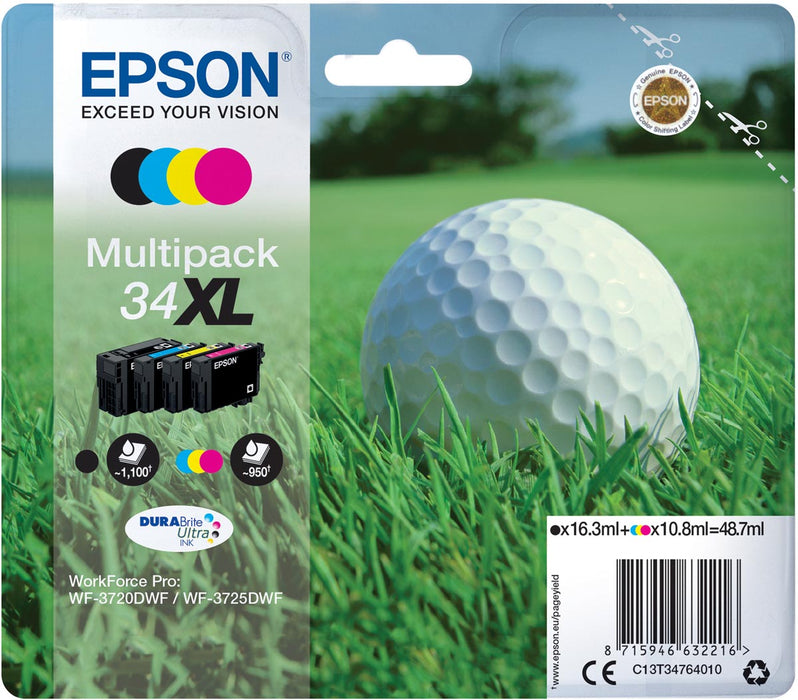 Epson inktcartridge 34XL, 950 pagina's, OEM C13T34764010, 4 kleuren 7 stuks