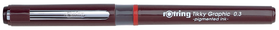 Rotring fineliner Tikky Graphic 0,3 mm: Zwarte Gepigmenteerde Inkt Fineliner met Metalen Vezelpunt