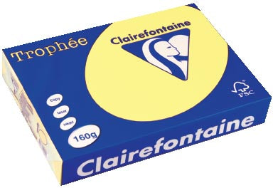 Clairefontaine Trophée Pastel, gekleurd papier, A4, 160 g, 250 vel, citroengeel