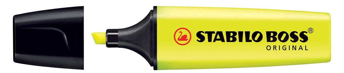 STABILO BOSS ORIGINAL markeerstift met schuine punt, geel met fluo inkt