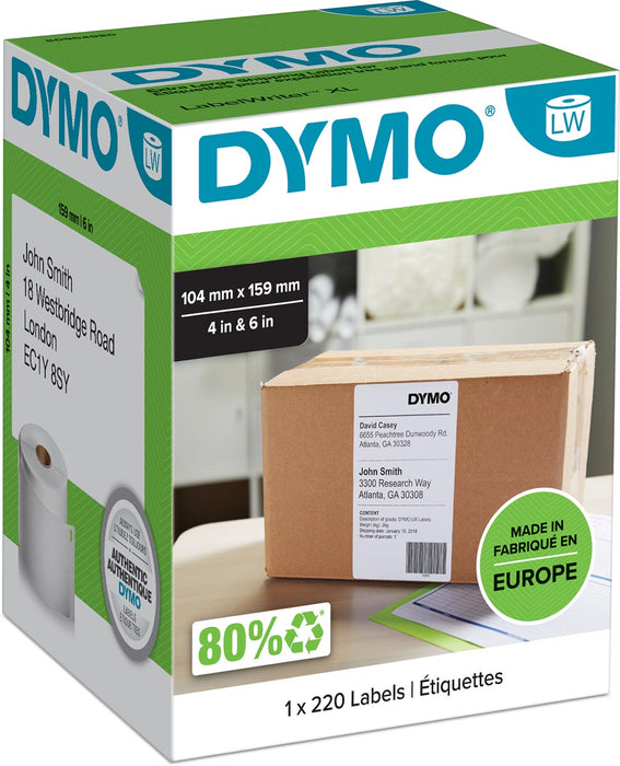 Dymo etiketten LabelWriter ft 104 x 159 mm, wit, 220 etiketten