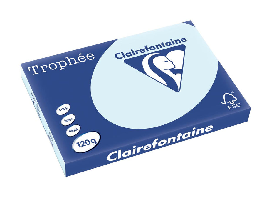 Clairefontaine Trophée Pastel, gekleurd papier, A3, 120 g, 250 vel, azuurblauw