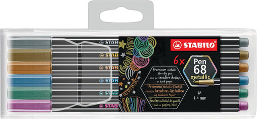 STABILO Pen 68 metallic viltstift, 6 kleuren, etui van 6 stuks 10 stuks, OfficeTown