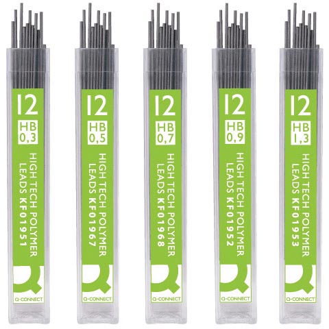 Q-CONNECT potloodstiften 0,5 mm HB etui van 12 stuks 12 stuks, OfficeTown