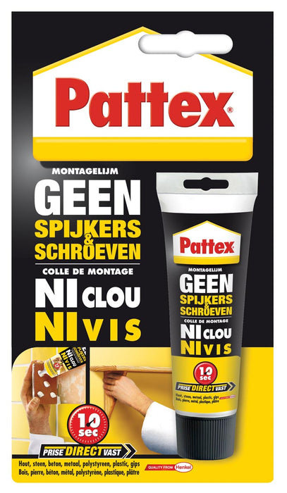 Montagelijm Pattex Geen Spijkers & Schroeven, 50 g Tube, 12 stuks op blister