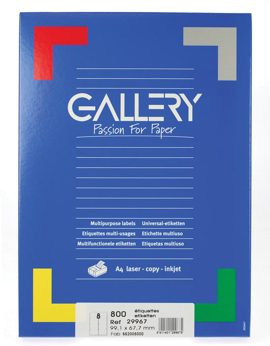 Gallery witte etiketten ft 99,1 x 67,7 mm (b x h), ronde hoeken, doos van 800 etiketten 5 stuks
