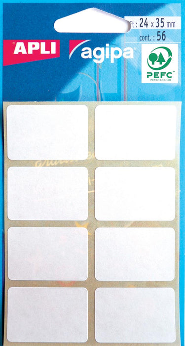Agipa witte etiketten in etui ft 24 x 35 mm (b x h), 56 stuks, 8 per blad