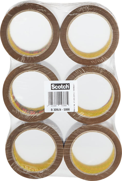 Scotch geluiddempende verpakkingstape, afmeting 50 mm x 66 m, bruin, verpakking van 6 rollen