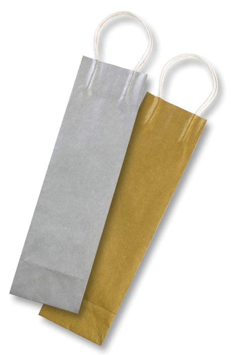Papieren kraftzak voor flessen, 110 g/m², goud en zilver, 6 stuks