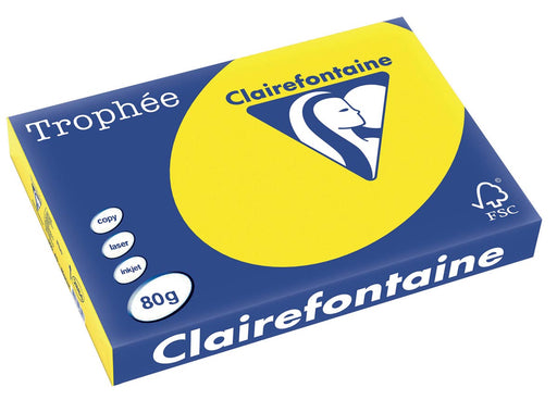 Clairefontaine Trophée Pastel, gekleurd papier, A3, 80 g, 500 vel, fluogeel 5 stuks, OfficeTown