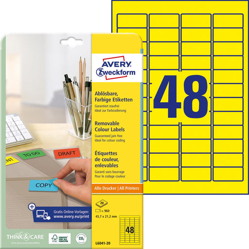 Avery Mini-etiketten geel 5 stuks, OfficeTown