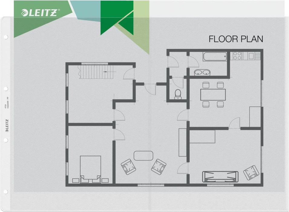 Leitz geperforeerde showtas Premium, ft A3, PP, copy safe, landscape, transparant, pak van 50 stuks Leitz