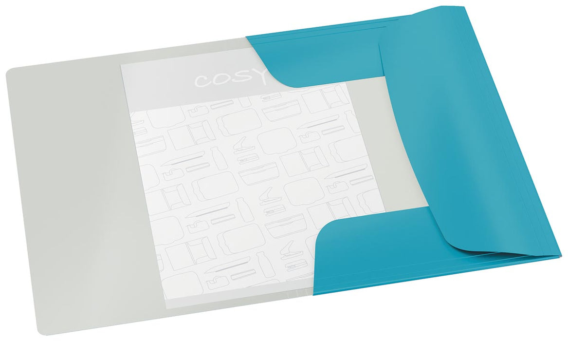 Leitz Cosy elastomap met 3 kleppen, ft A4, blauw met zacht aanvoelende lamineerlaag