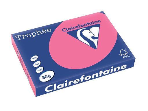 Clairefontaine Trophée Intens, gekleurd papier, A3, 80 g, 500 vel, fuchsia 5 stuks, OfficeTown