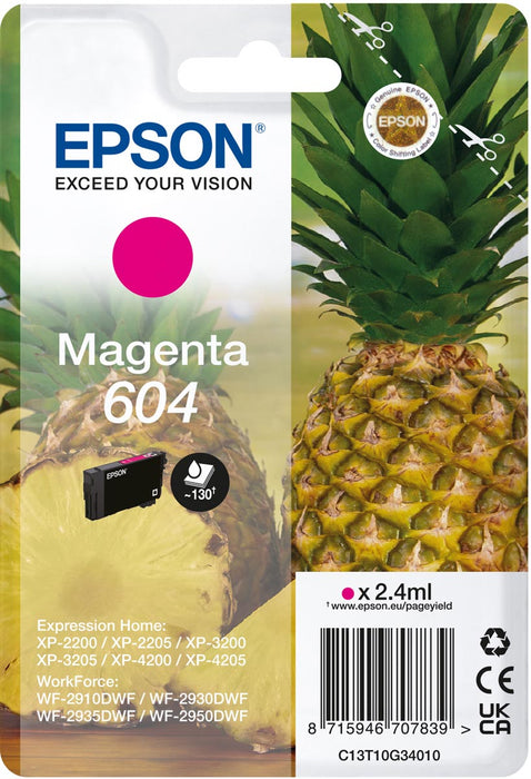 Epson inktcartridge 604, 130 pagina's, OEM C13T10G34010, magenta
