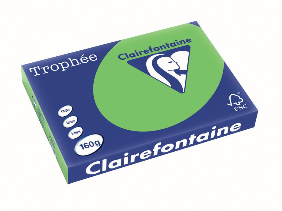 Clairefontaine Trophée Intens, gekleurd papier, A3, 160 g, 250 vel, grasgroen 4 stuks, OfficeTown